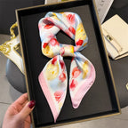 Bohemian Style Print Luxury Brand Silk Square Scarf Women Satin Shawls Neckerchief Wrap Scarves Bandana Hair Hjiab Floral