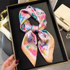 Bohemian Style Print Luxury Brand Silk Square Scarf Women Satin Shawls Neckerchief Wrap Scarves Bandana Hair Hjiab Floral