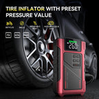 4000A Portable Wireless Car Air Compressor Jump Starter with Air Compressor, Battery Jump Starter Portable Peak, Car Battery Charger Portable For12V(8.0LGas/1.72gal Diesel) Start The Car Quickly, USB Input/output, LED Emergen