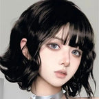 Black Short Curly Hair Wig for Women High Quality Synthetic Natural Big Wave Fashion Ladies Wig