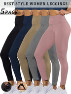 5 Pack Super Soft Leggings for Women, High Waisted Tummy Control No See Through Workout Yoga Running Pants Leggings