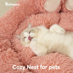 Cute Bear Paw Shaped Dog Bed And Cat Bed, Calm Donut Dog Bed, Warm And Comfortable Soft Dog Round Bed, Plush Dog And Cat Mattress Bed. Give Your Baby A Warm And Comfortable Mattress! with A Pet Scarf