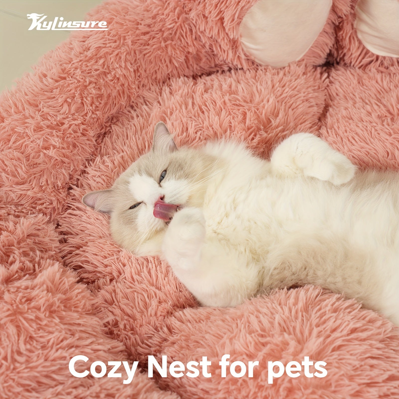 Cute Bear Paw Shaped Dog Bed And Cat Bed, Calm Donut Dog Bed, Warm And Comfortable Soft Dog Round Bed, Plush Dog And Cat Mattress Bed. Give Your Baby A Warm And Comfortable Mattress! with A Pet Scarf