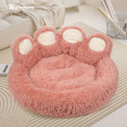Cute Bear Paw Shaped Dog Bed And Cat Bed, Calm Donut Dog Bed, Warm And Comfortable Soft Dog Round Bed, Plush Dog And Cat Mattress Bed. Give Your Baby A Warm And Comfortable Mattress! with A Pet Scarf