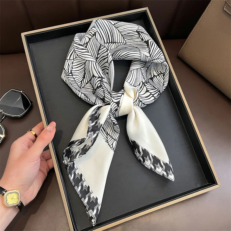 Bohemian Style Print Luxury Brand Silk Square Scarf Women Satin Shawls Neckerchief Wrap Scarves Bandana Hair Hjiab Floral