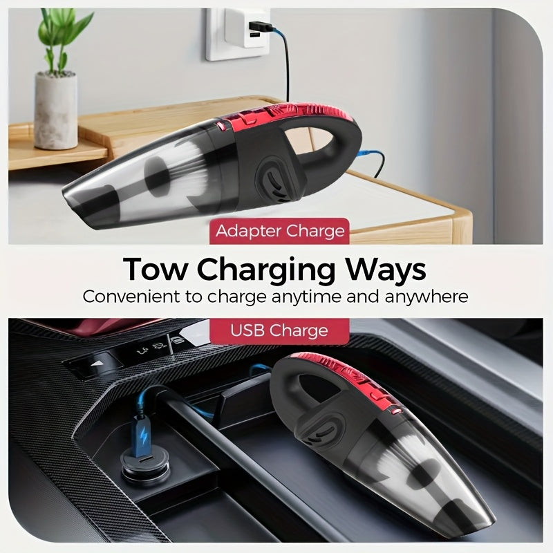 Car Vacuum Cleaner, Handheld Vacuum Cleaner With 4200PA Super Strong Suction, 1800mAh Large Capacity, Low Noise, With Five Matching Accessories For Car Interior Care, Home And Pet Cleaning, Car Accessories For Women Pink Girl