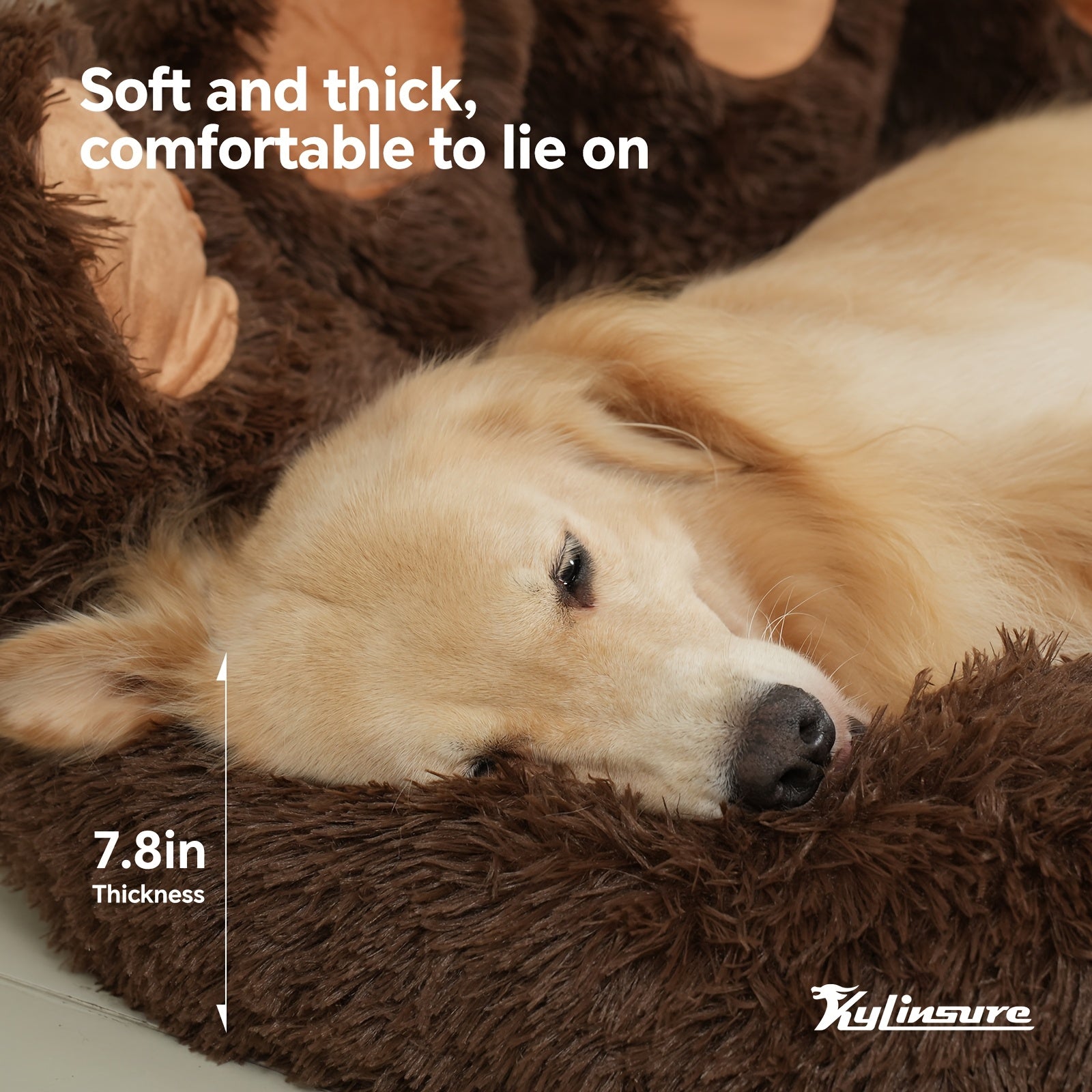 Cute Bear Paw Shaped Dog Bed And Cat Bed, Calm Donut Dog Bed, Warm And Comfortable Soft Dog Round Bed, Plush Dog And Cat Mattress Bed. Give Your Baby A Warm And Comfortable Mattress! with A Pet Scarf