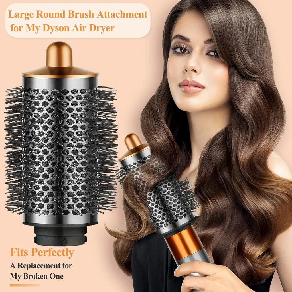 Large Round Volumizing Brush for Dyson Airwrap Attachments, Nickel/Copper, Bigger Oval Volumizer for Fluffy Styling