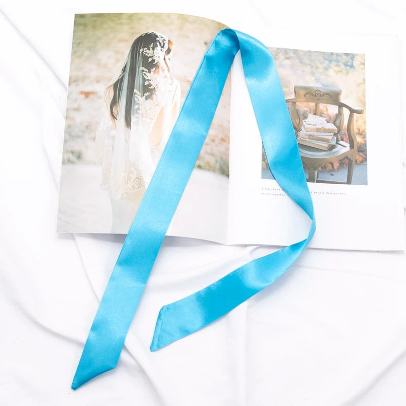 30 Colors Women Narrow Long Scarf 100x4cm Solid Color Chiffon Red Tie Black Bag Ribbon Headband Choker Streamer Lady Accessories