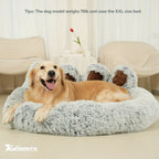 Cute Bear Paw Shaped Dog Bed And Cat Bed, Calm Donut Dog Bed, Warm And Comfortable Soft Dog Round Bed, Plush Dog And Cat Mattress Bed. Give Your Baby A Warm And Comfortable Mattress! with A Pet Scarf