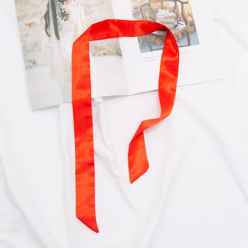 30 Colors Women Narrow Long Scarf 100x4cm Solid Color Chiffon Red Tie Black Bag Ribbon Headband Choker Streamer Lady Accessories