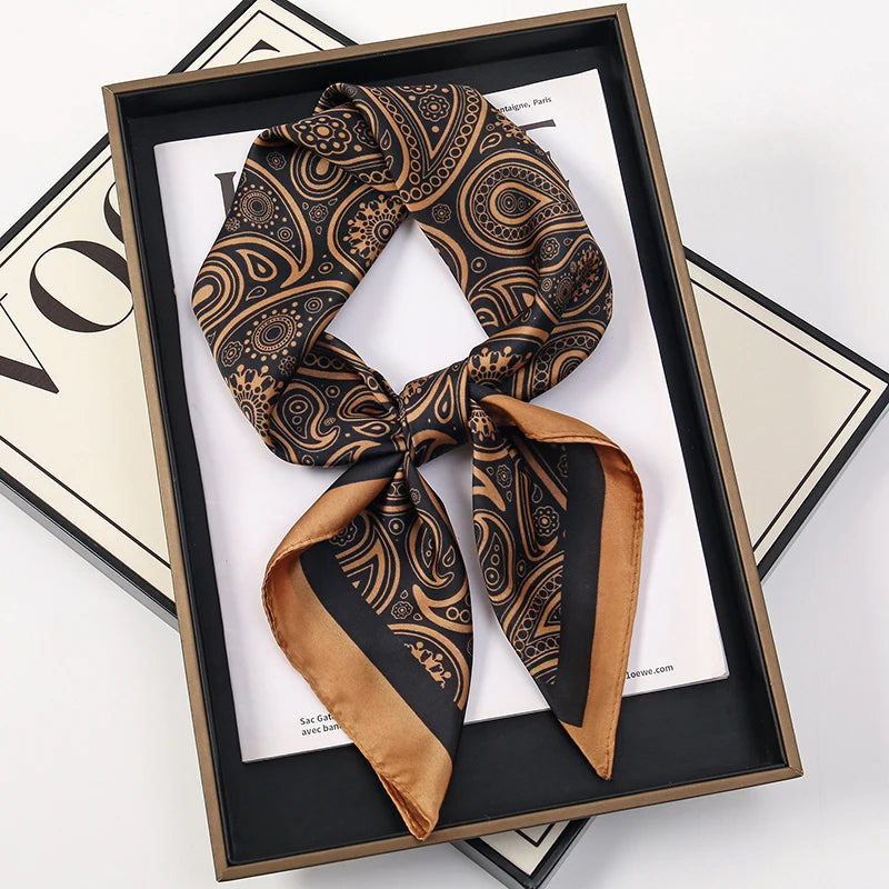 Bohemian Style Print Luxury Brand Silk Square Scarf Women Satin Shawls Neckerchief Wrap Scarves Bandana Hair Hjiab Floral