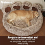Cute Bear Paw Shaped Dog Bed And Cat Bed, Calm Donut Dog Bed, Warm And Comfortable Soft Dog Round Bed, Plush Dog And Cat Mattress Bed. Give Your Baby A Warm And Comfortable Mattress! with A Pet Scarf