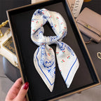 Bohemian Style Print Luxury Brand Silk Square Scarf Women Satin Shawls Neckerchief Wrap Scarves Bandana Hair Hjiab Floral