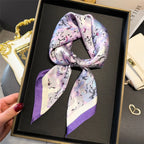 Bohemian Style Print Luxury Brand Silk Square Scarf Women Satin Shawls Neckerchief Wrap Scarves Bandana Hair Hjiab Floral