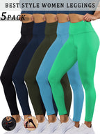 5 Pack Super Soft Leggings for Women, High Waisted Tummy Control No See Through Workout Yoga Running Pants Leggings