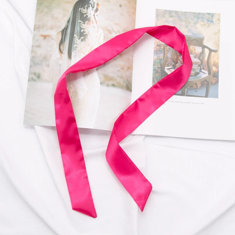 30 Colors Women Narrow Long Scarf 100x4cm Solid Color Chiffon Red Tie Black Bag Ribbon Headband Choker Streamer Lady Accessories