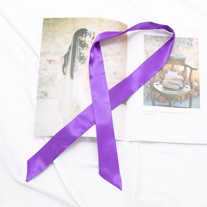 30 Colors Women Narrow Long Scarf 100x4cm Solid Color Chiffon Red Tie Black Bag Ribbon Headband Choker Streamer Lady Accessories