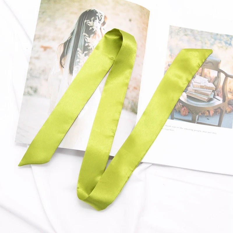 30 Colors Women Narrow Long Scarf 100x4cm Solid Color Chiffon Red Tie Black Bag Ribbon Headband Choker Streamer Lady Accessories