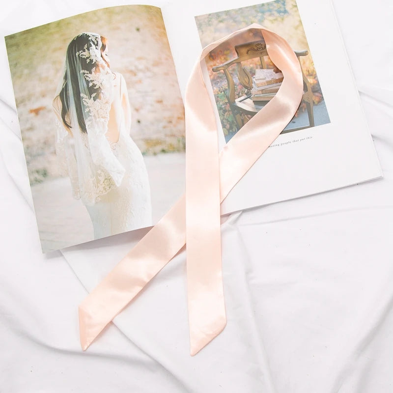 30 Colors Women Narrow Long Scarf 100x4cm Solid Color Chiffon Red Tie Black Bag Ribbon Headband Choker Streamer Lady Accessories