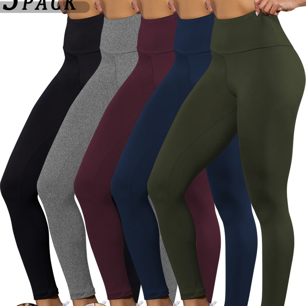 5 Pack Super Soft Leggings for Women, High Waisted Tummy Control No See Through Workout Yoga Running Pants Leggings