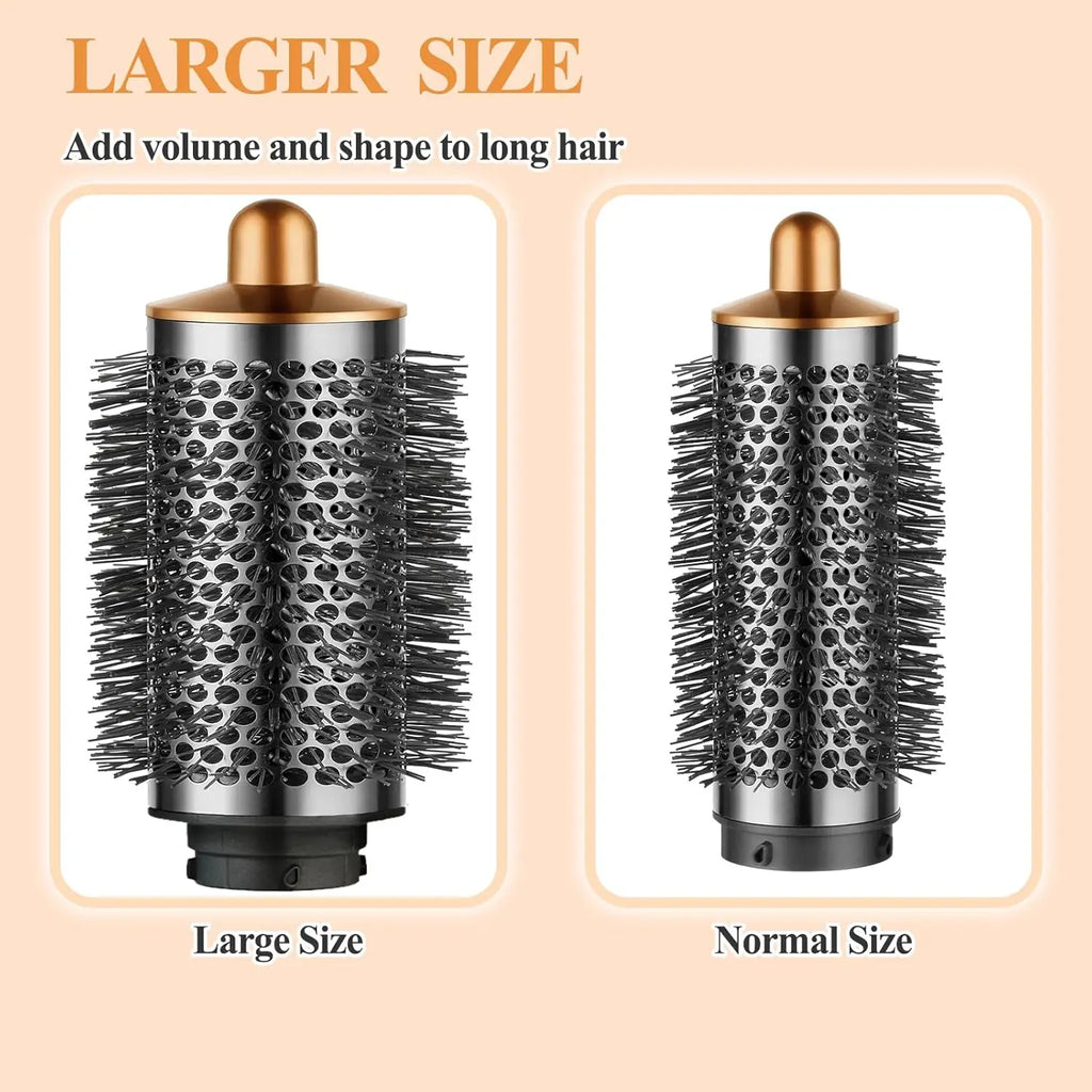 Large Round Volumizing Brush for Dyson Airwrap Attachments, Nickel/Copper, Bigger Oval Volumizer for Fluffy Styling