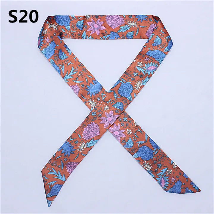 47 Colors Brand Bandana Small Silk Bag Scarf Women Head Hijab Scarf Long Skinny Scarves For Ladies Fashion Headband