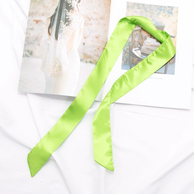 30 Colors Women Narrow Long Scarf 100x4cm Solid Color Chiffon Red Tie Black Bag Ribbon Headband Choker Streamer Lady Accessories