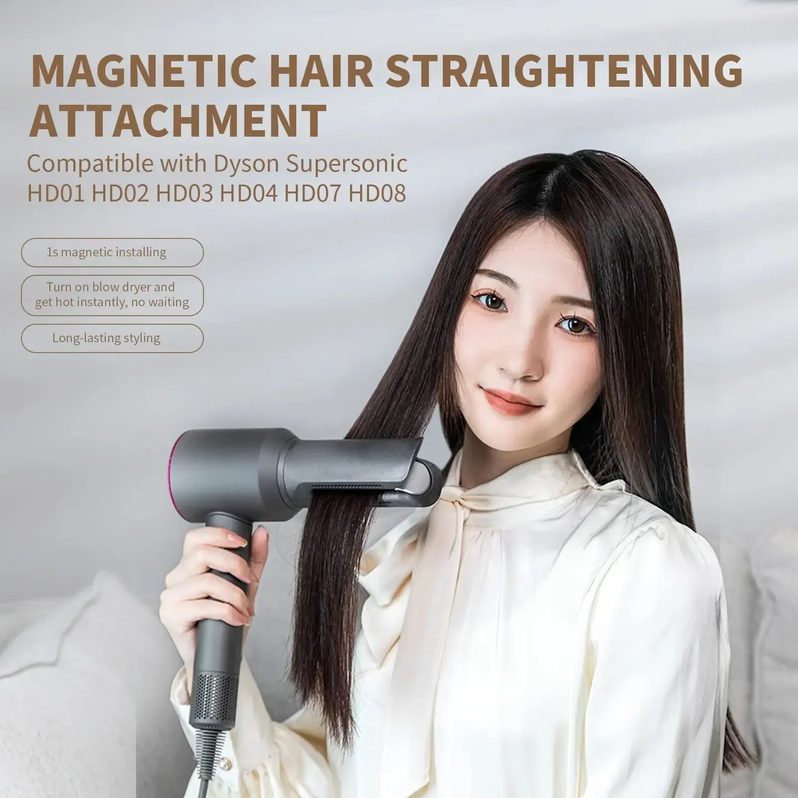 Hair Dryer Straight Nozzle Attachment For Dyson Airwrap HD Straight Plate Clamp Hair Styling Straightening Tool