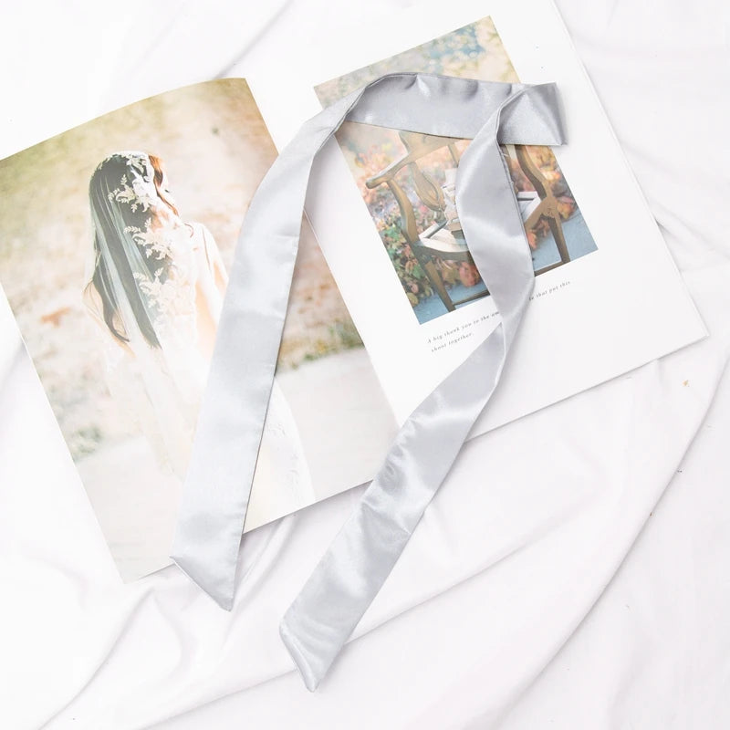 30 Colors Women Narrow Long Scarf 100x4cm Solid Color Chiffon Red Tie Black Bag Ribbon Headband Choker Streamer Lady Accessories