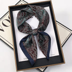 Bohemian Style Print Luxury Brand Silk Square Scarf Women Satin Shawls Neckerchief Wrap Scarves Bandana Hair Hjiab Floral
