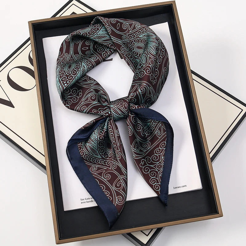 Bohemian Style Print Luxury Brand Silk Square Scarf Women Satin Shawls Neckerchief Wrap Scarves Bandana Hair Hjiab Floral