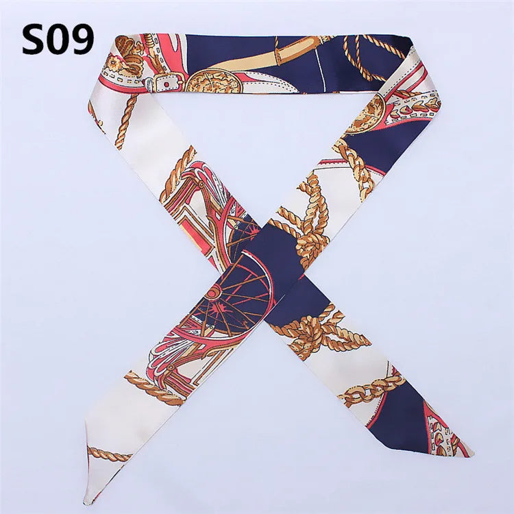 47 Colors Brand Bandana Small Silk Bag Scarf Women Head Hijab Scarf Long Skinny Scarves For Ladies Fashion Headband