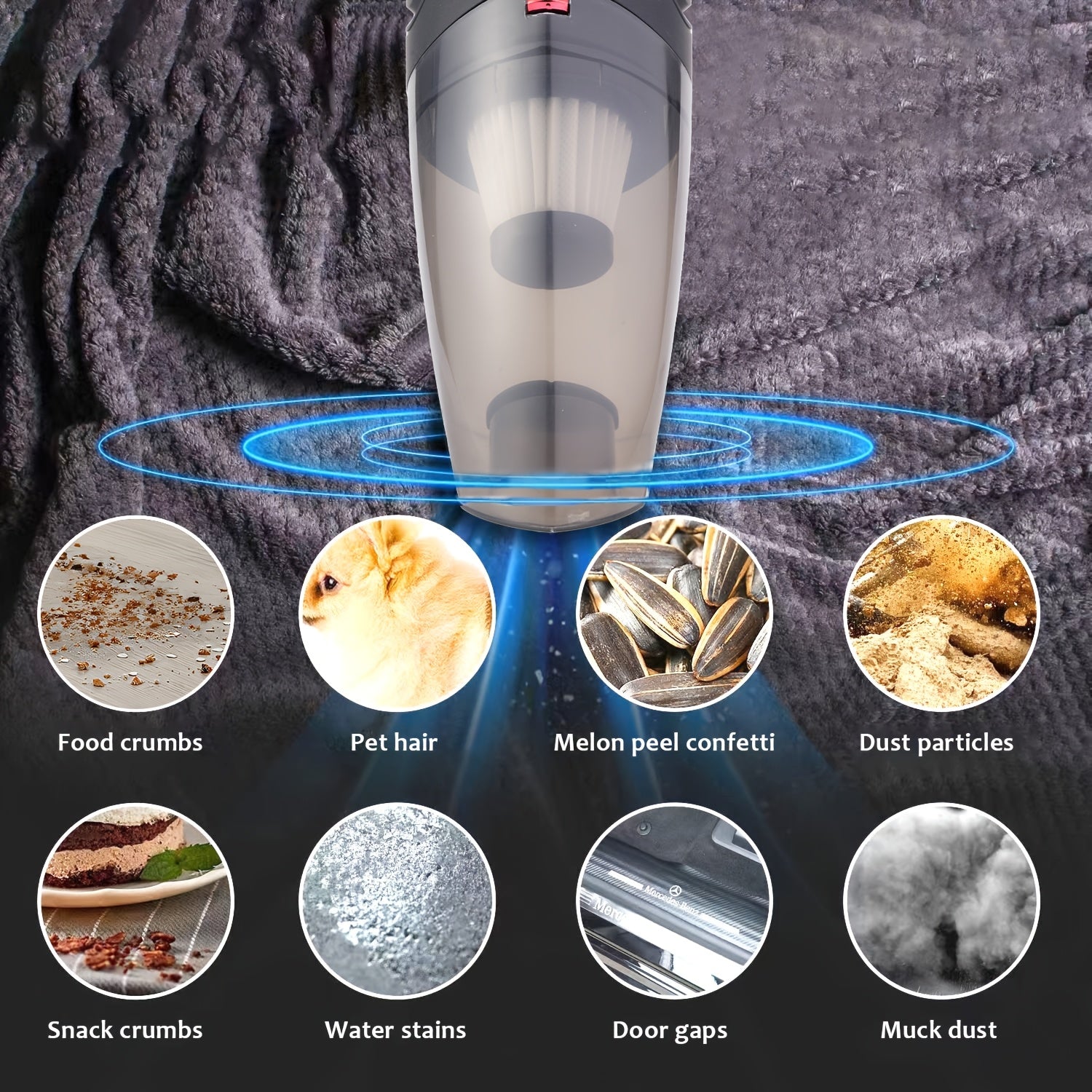 Car Vacuum Cleaner, Handheld Vacuum Cleaner With 4200PA Super Strong Suction, 1800mAh Large Capacity, Low Noise, With Five Matching Accessories For Car Interior Care, Home And Pet Cleaning, Car Accessories For Women Pink Girl