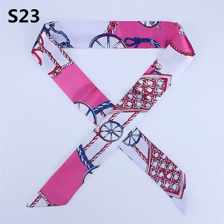 47 Colors Brand Bandana Small Silk Bag Scarf Women Head Hijab Scarf Long Skinny Scarves For Ladies Fashion Headband