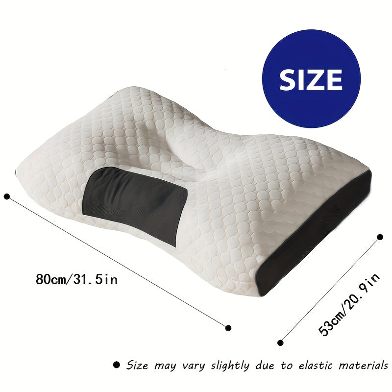 [2 Neck Massage Pillows] 2 Soft Woven Neck Massage Couple Pillows - Buy 1 Get 1 Free, Adjustable Ergonomic Orthotic Profile Support, High Quality Pillow Core, Detachable Pillowcase For Sleeping Comfort