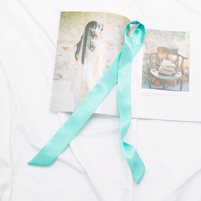 30 Colors Women Narrow Long Scarf 100x4cm Solid Color Chiffon Red Tie Black Bag Ribbon Headband Choker Streamer Lady Accessories