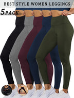 5 Pack Super Soft Leggings for Women, High Waisted Tummy Control No See Through Workout Yoga Running Pants Leggings