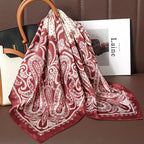 Bohemian Style Print Luxury Brand Silk Square Scarf Women Satin Shawls Neckerchief Wrap Scarves Bandana Hair Hjiab Floral