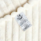 Luxurious Faux Rabbit Fur Throw Blanket - Super Soft & Warm All-Season Cozy Blanket for Couch, Bed, Travel, Camping, Office - Plush Faux Rabbit Fur, Beige & White Striped Contemporary Design, Machine Washable, Versatile Indoo