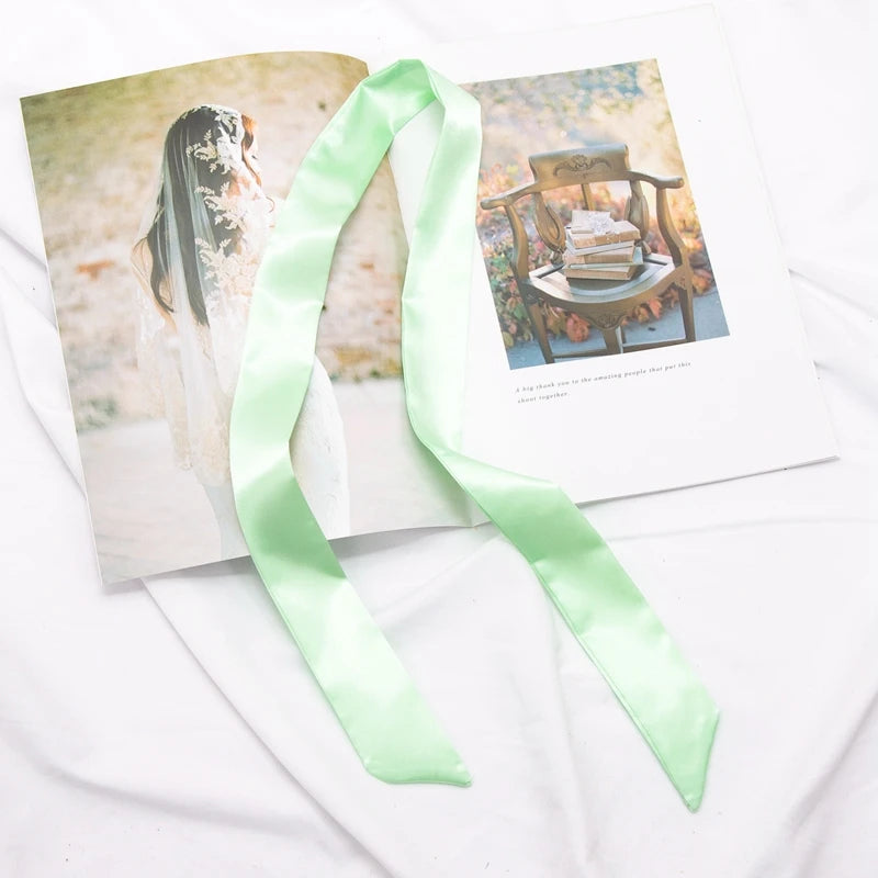 30 Colors Women Narrow Long Scarf 100x4cm Solid Color Chiffon Red Tie Black Bag Ribbon Headband Choker Streamer Lady Accessories