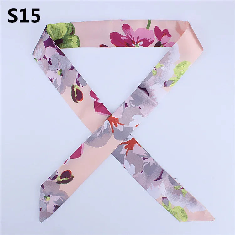 47 Colors Brand Bandana Small Silk Bag Scarf Women Head Hijab Scarf Long Skinny Scarves For Ladies Fashion Headband
