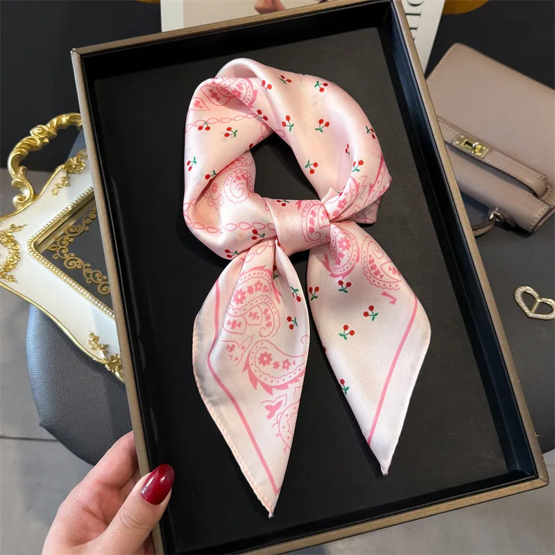 Bohemian Style Print Luxury Brand Silk Square Scarf Women Satin Shawls Neckerchief Wrap Scarves Bandana Hair Hjiab Floral