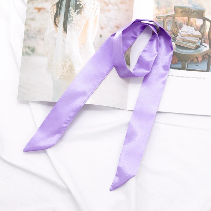 30 Colors Women Narrow Long Scarf 100x4cm Solid Color Chiffon Red Tie Black Bag Ribbon Headband Choker Streamer Lady Accessories