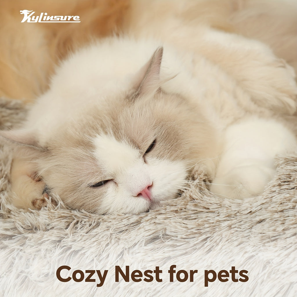 Cute Bear Paw Shaped Dog Bed And Cat Bed, Calm Donut Dog Bed, Warm And Comfortable Soft Dog Round Bed, Plush Dog And Cat Mattress Bed. Give Your Baby A Warm And Comfortable Mattress! with A Pet Scarf