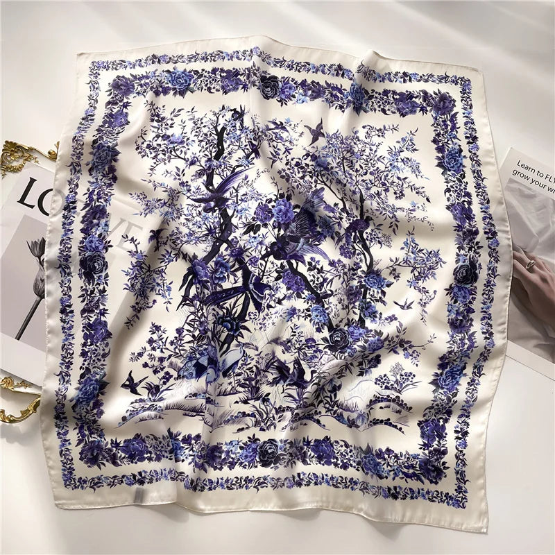 2025 New Fashion 70X70cmPrinted Women's Scarf Pashmina Silk Scarf Square Shawl Decorative Headband Neck Luxury Design Bandana