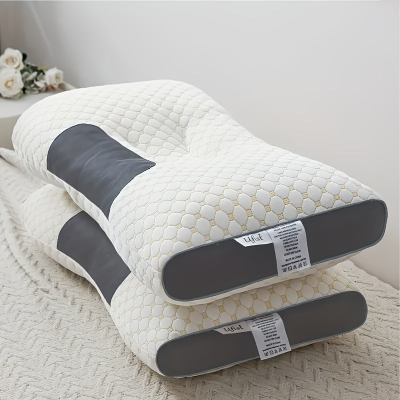 [2 Neck Massage Pillows] 2 Soft Woven Neck Massage Couple Pillows - Buy 1 Get 1 Free, Adjustable Ergonomic Orthotic Profile Support, High Quality Pillow Core, Detachable Pillowcase For Sleeping Comfort