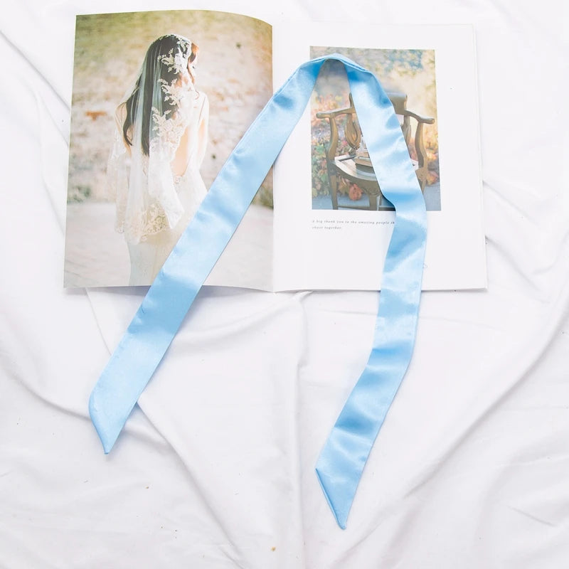 30 Colors Women Narrow Long Scarf 100x4cm Solid Color Chiffon Red Tie Black Bag Ribbon Headband Choker Streamer Lady Accessories