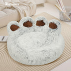 Cute Bear Paw Shaped Dog Bed And Cat Bed, Calm Donut Dog Bed, Warm And Comfortable Soft Dog Round Bed, Plush Dog And Cat Mattress Bed. Give Your Baby A Warm And Comfortable Mattress! with A Pet Scarf