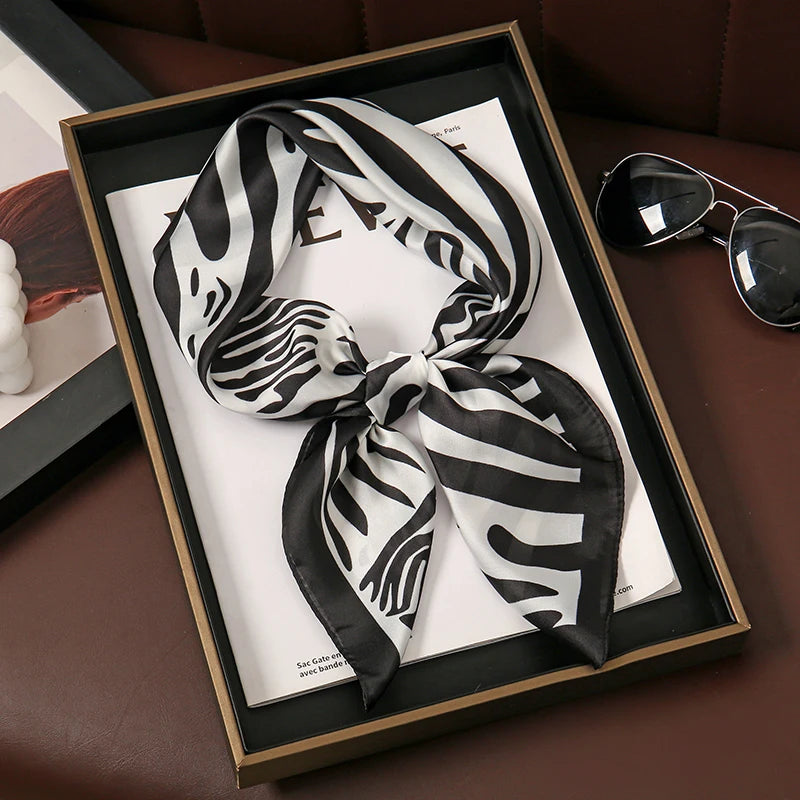 Bohemian Style Print Luxury Brand Silk Square Scarf Women Satin Shawls Neckerchief Wrap Scarves Bandana Hair Hjiab Floral